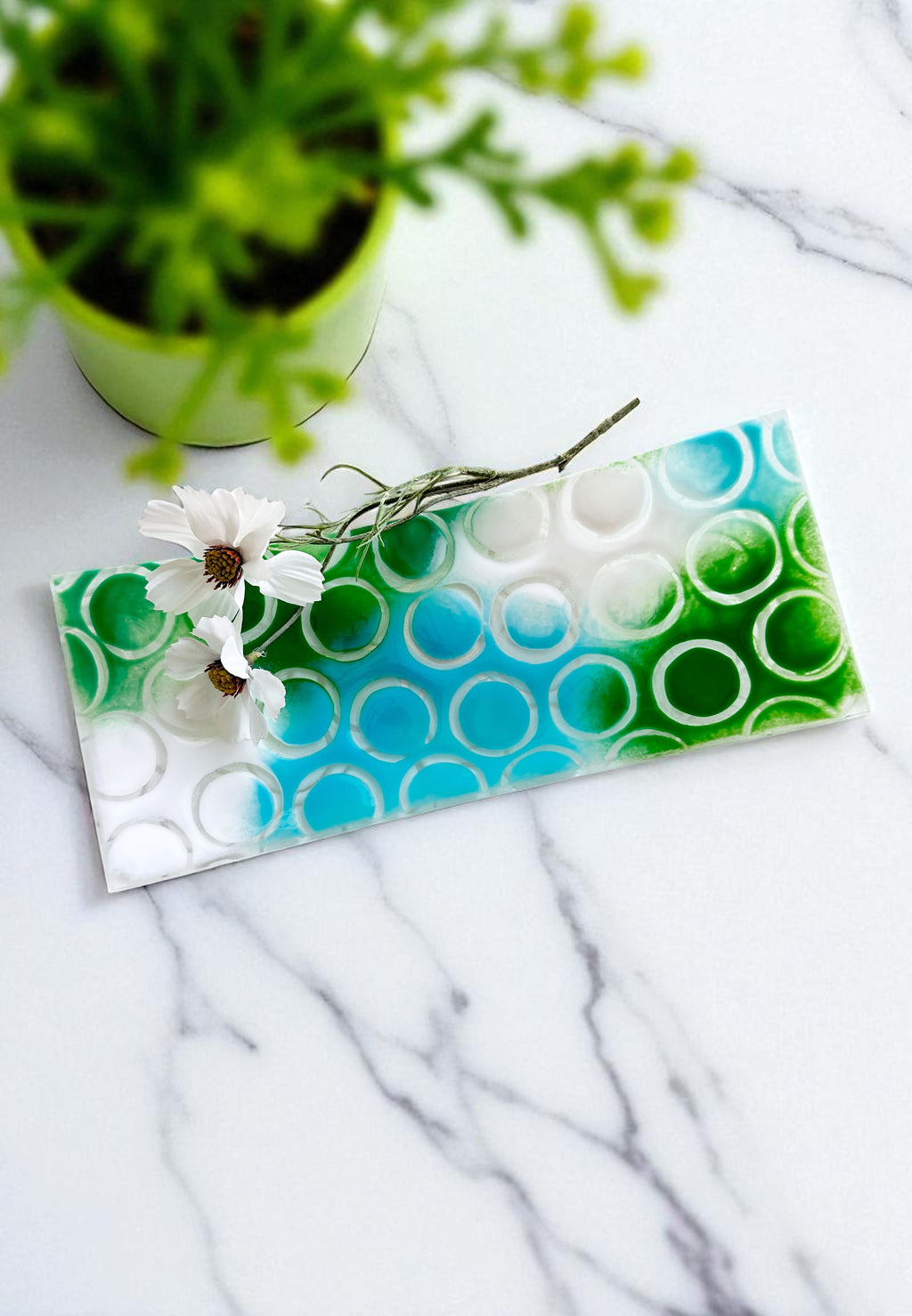Seafoam Bloom Fused Glass Plate image 2