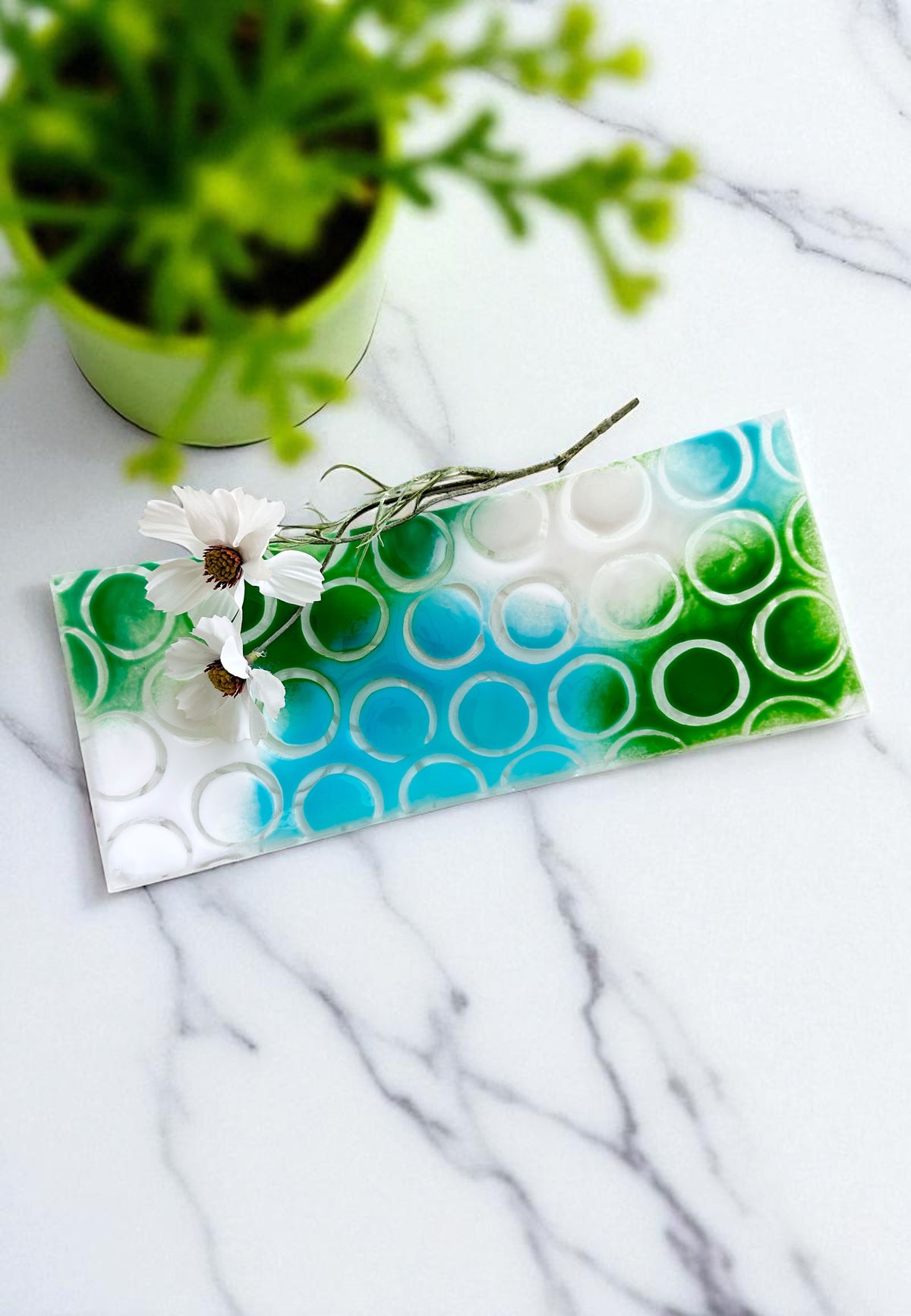 Seafoam Bloom Fused Glass Plate image 2