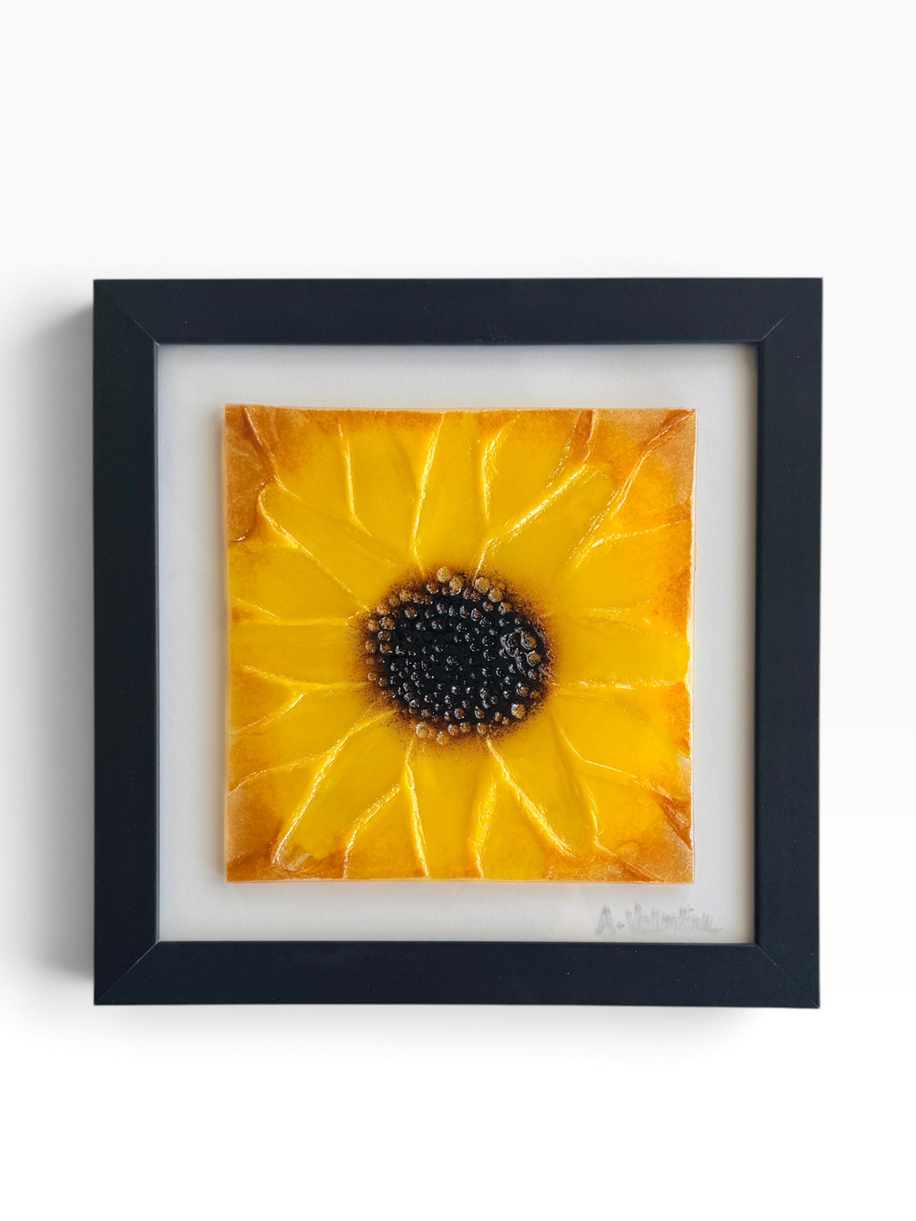 Sunflower — Small Framed Fused Glass Art