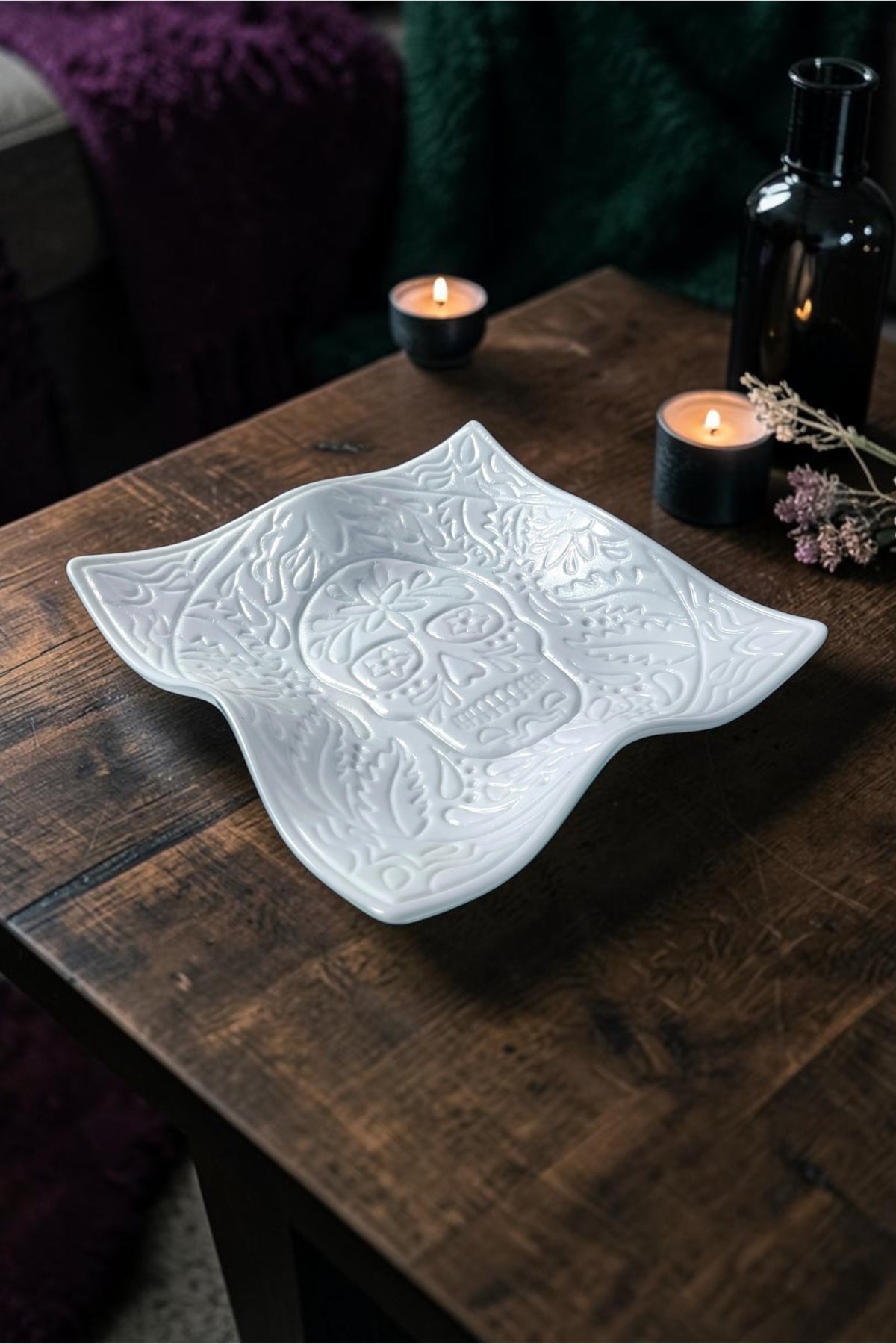 White Sugar Skull Plate