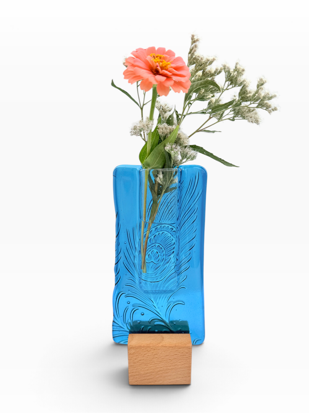 Small Pocket Vase- Peackock Feather