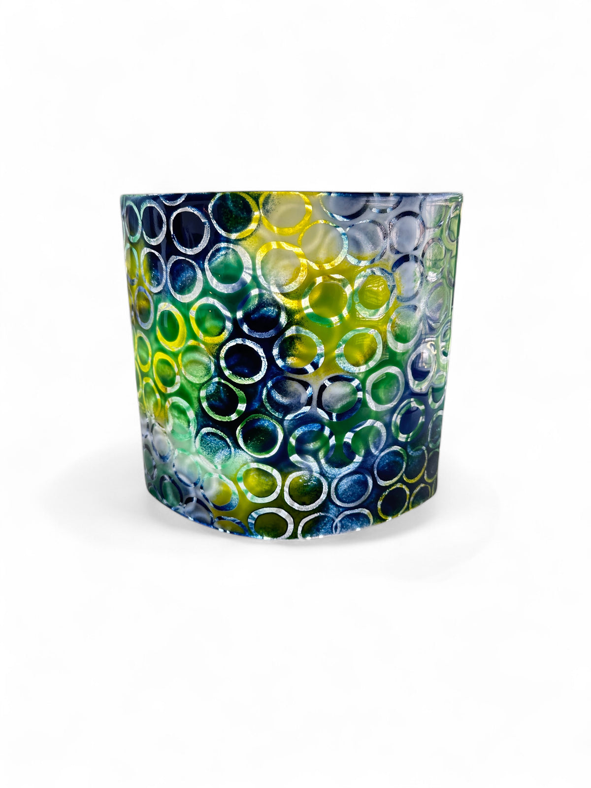 Ocean Glow Fused Glass Candle Curve image 1