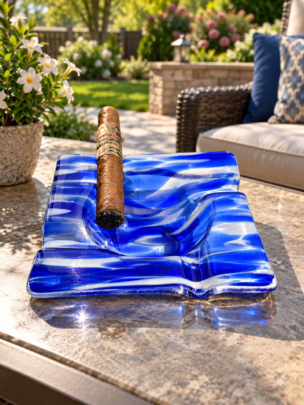 Fused Glass Cigar Ashtray